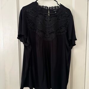 Torrid Black Lace Detail Blouse
